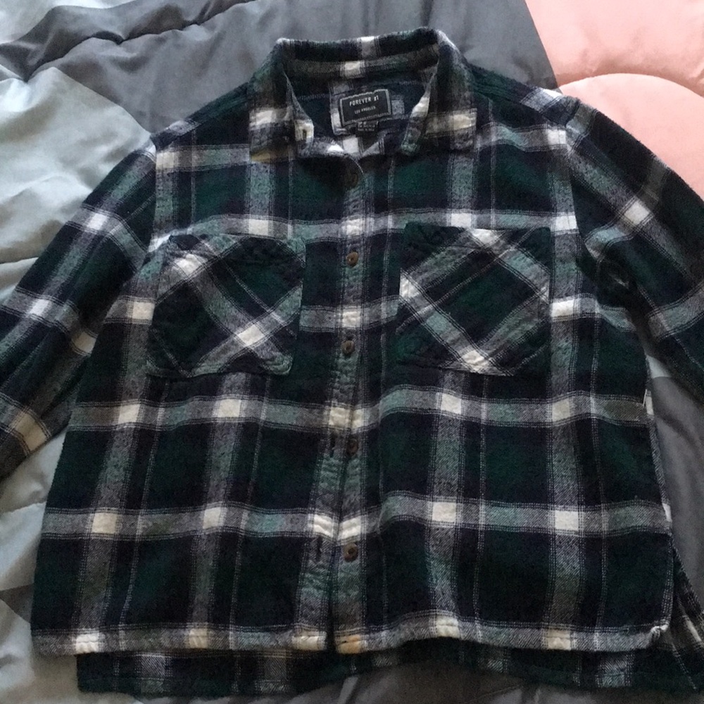 Green plaid F21 button down size M (fits small)